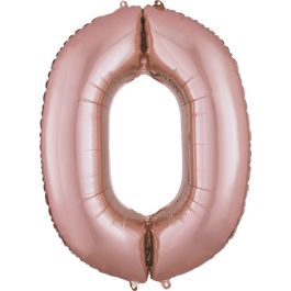 Rose Gold Number 0 Foil Balloon - Milestone Birthday Decor - Image 1
