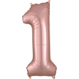 Rose Gold Number 1 Foil Balloon - Milestone Birthday Decor - Image 1