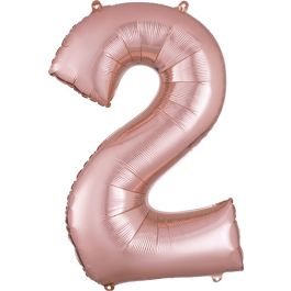 Rose Gold Number 2 Foil Balloon - Milestone Birthday Decor - Image 1