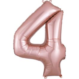 Rose Gold Number 4 Foil Balloon - Large Shaped - Image 1