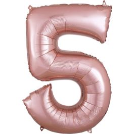 Rose Gold Number 5 Foil Balloon - Milestone Birthday Decor - Image 1