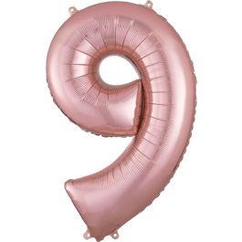 Rose Gold Number 9 Foil Balloon - 34 Inch - Image 1