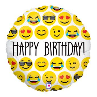 Emoji Happy Birthday Balloons - 5-Pack - Image 1