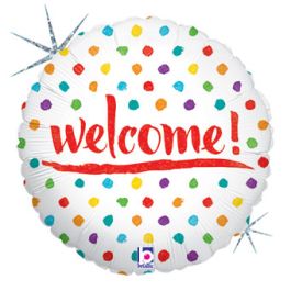 18 Inch Welcome Dots Foil Balloon - Celebration Decor - Image 1