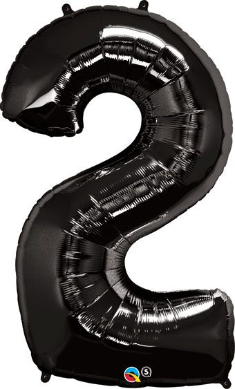 Number 2 Balloon - 3-Pack Black Foil Birthday Decor - Image 1