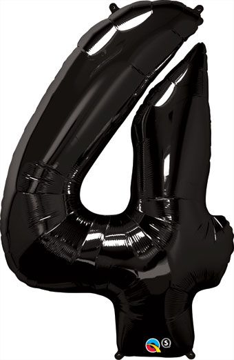 Number 4 Balloon 3-Pack - Black Foil Birthday Decor - Image 1
