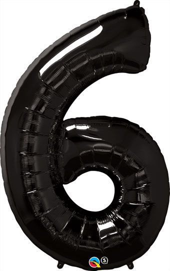 Black Number 6 Balloon - 3-Pack - Image 1