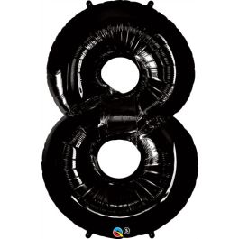 Black Number 8 Foil Balloon 42 Inch - Image 1
