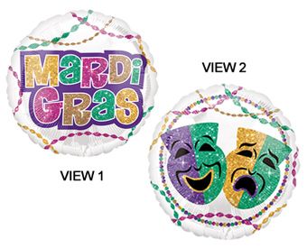 Mardi Gras Mask Balloons - 5-Pack - Image 1