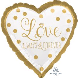 Heart Balloon 18 Inch - Love Always & Forever Wedding Gold Foil - Image 1