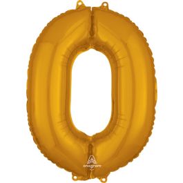 Gold Number 0 Foil Balloon - Large Shape Decoration - Image 1