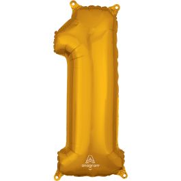 Gold Number 1 Foil Balloon 26 Inch - First Birthday Decor - Image 1