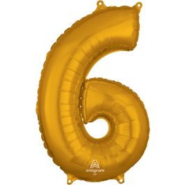 Gold Number 6 Foil Balloon - Birthday Decoration - Image 1