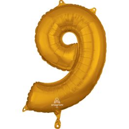 Gold Number 9 Foil Balloon 26 Inch - Image 1