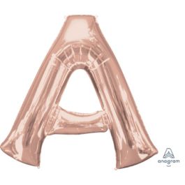 Rose Gold Letter A Foil Balloon - Large Shape Decoration - Image 1