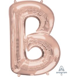 Rose Gold Letter B Foil Balloon 34 Inch Large Shape - Image 1