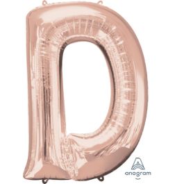 Rose Gold Letter D Foil Balloon 33 Inch - Image 1