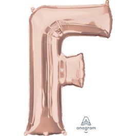 Rose Gold Letter F Foil Balloon - Large Shaped Party Decor - Image 1