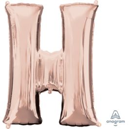 Rose Gold Letter H Foil Balloon 32 Inch - Image 1