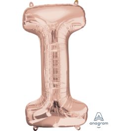 Rose Gold Letter I Foil Balloon 32 Inch - Image 1