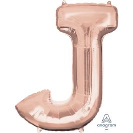 Rose Gold Letter J Foil Balloon 33 Inch - Single Unit - Image 1