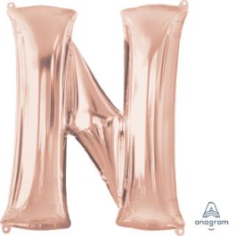 Rose Gold Letter N Foil Balloon - 32 Inch Large Shape - Image 1