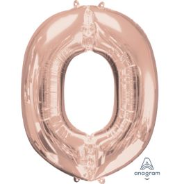 Rose Gold Letter O Foil Balloon 33 Inch Large Shape - Image 1