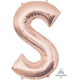 Rose Gold Letter S Foil Balloon 35 Inch - Image 1