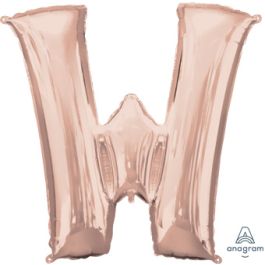 Rose Gold Letter W Foil Balloon - Large Shape Decoration - Image 1
