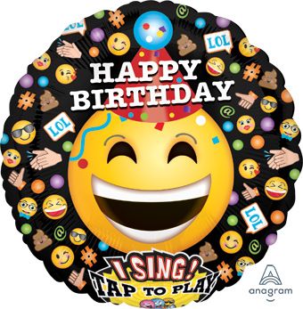 Singing Emoji Birthday Balloon - 18" Foil - Image 1
