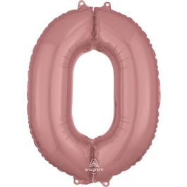 Rose Gold Number 0 Foil Balloon - Large Shaped Celebration - Image 1
