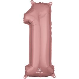 Rose Gold Number 1 Foil Balloon - 26 Inch Milestone Decor - Image 1