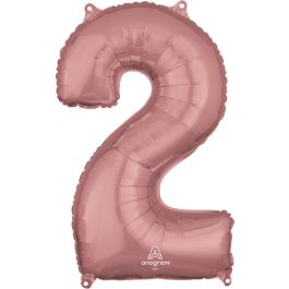 Rose Gold Foil Balloon Number 2 - Large Shape Decoration - Image 1