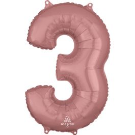 Rose Gold Number 3 Foil Balloon 26 Inch - Image 1