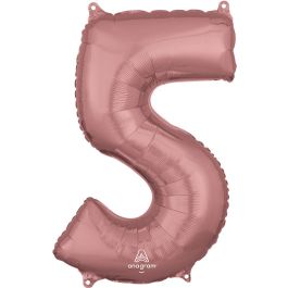Rose Gold Number 5 Foil Balloon 26 Inch - Image 1