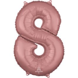 Rose Gold Number 8 Foil Balloon - Milestone Decoration - Image 1
