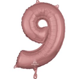 Rose Gold Number 9 Foil Balloon 26 Inch - Image 1