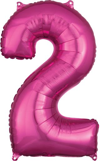 Pink Number 2 Foil Balloon - Large Shaped Birthday Decor - Image 1