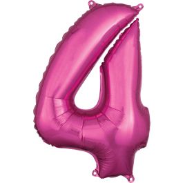 Pink Number 4 Foil Balloon 26 Inch - Image 1