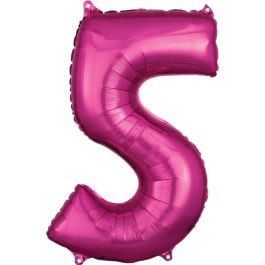 Pink Number 5 Foil Balloon - Mid-Size Birthday Decoration - Image 1