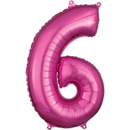 Pink Number 6 Foil Balloon 26 Inch - Image 1