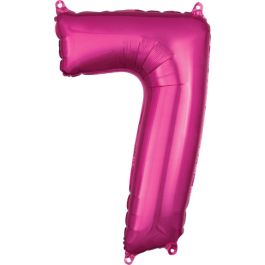 Pink Number 7 Foil Balloon - Large Shaped Birthday Decor - Image 1