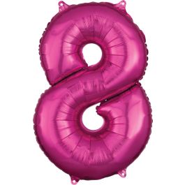 Pink Number 8 Foil Balloon 26 Inch - Image 1