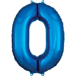 Blue Number 0 Foil Balloon - Large Shape Decoration - Image 1