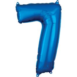 Blue Number 7 Foil Balloon - Milestone Birthday Decor - Image 1
