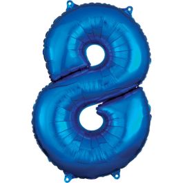 Blue Number 8 Foil Balloon - Milestone Birthday Decor - Image 1