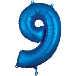 Blue Foil Balloon 26 Inch - Large Number 9 - Image 1