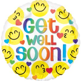 Get Well Soon Emoticon Foil Balloons - Multicolor Party Set - Image 1