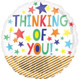 Thinking of You Fun Stars Foil Balloon 18 Inch - 5-Pack - Image 1