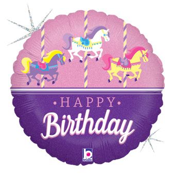 Carousel Foil Balloon 18 Inch - Happy Birthday Decor - Image 1